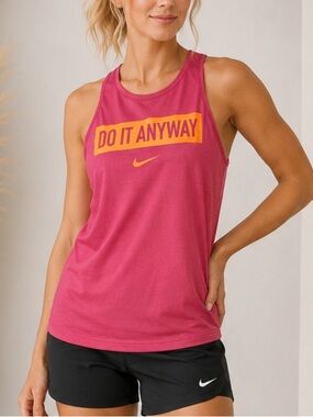 Nike Pink Dri-FIT Tank Top | Size Small “Do It Anyway” Logo NWT Athletic Wear